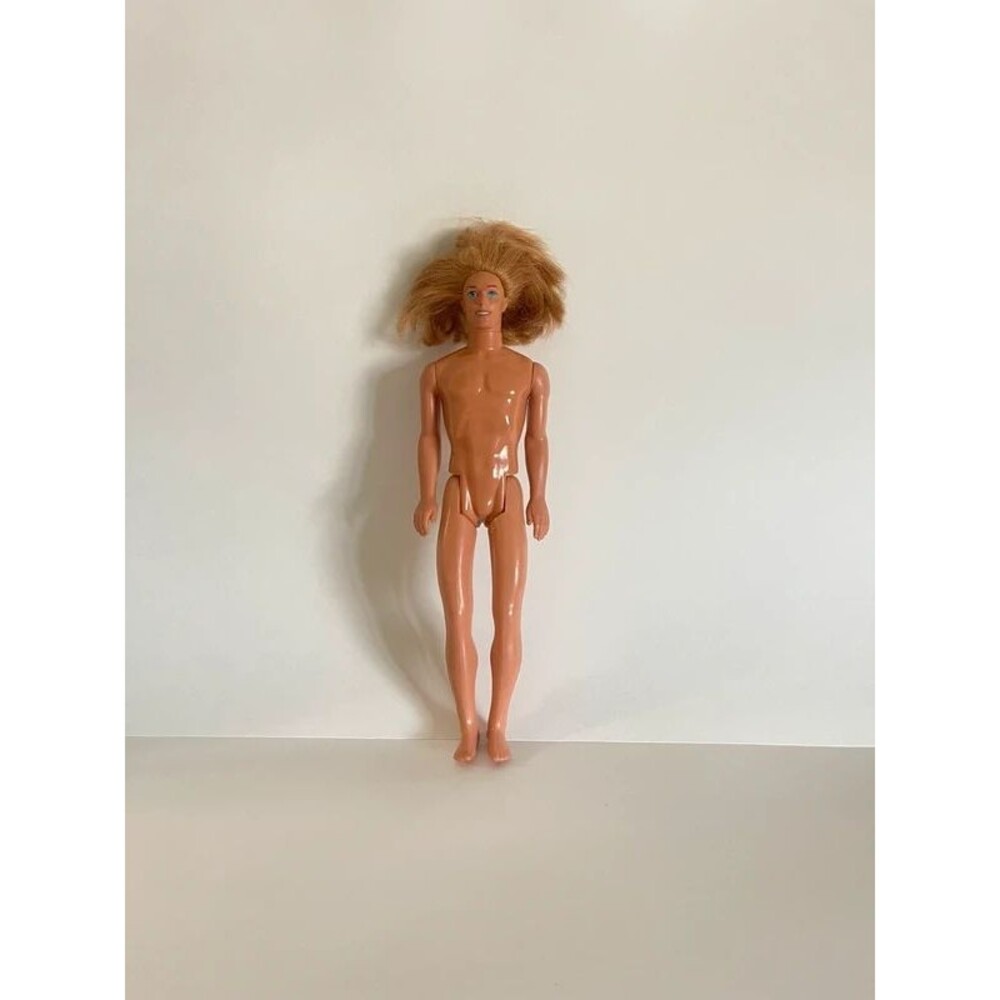 Vintage Mattel Ken Doll 1968 Body With Disney Head Blond Rooted Hair Blue Eyes